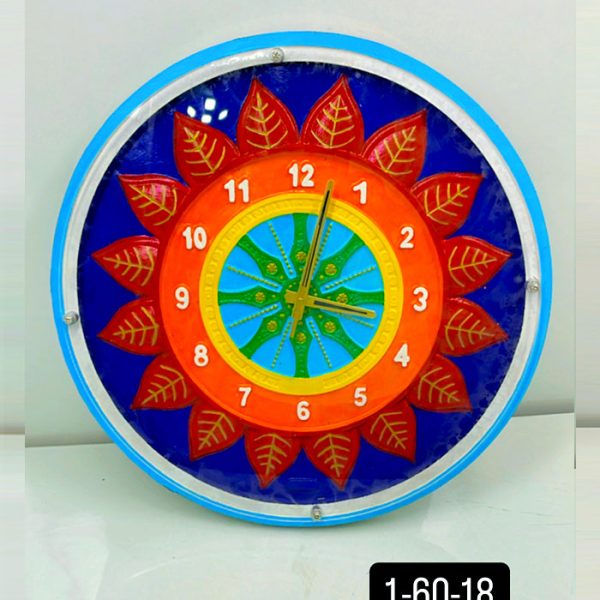 Samay Chakra Wooden Wall Clock with Glass - Hand-Painted | Multiple Sizes | Design No. 1/67