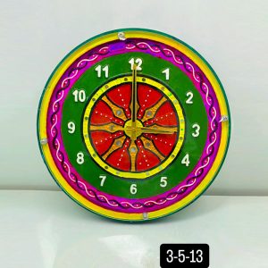 Samay Chakra Wooden Wall Clock with Glass - Hand-Painted | Multiple Sizes | Design No. 4/2