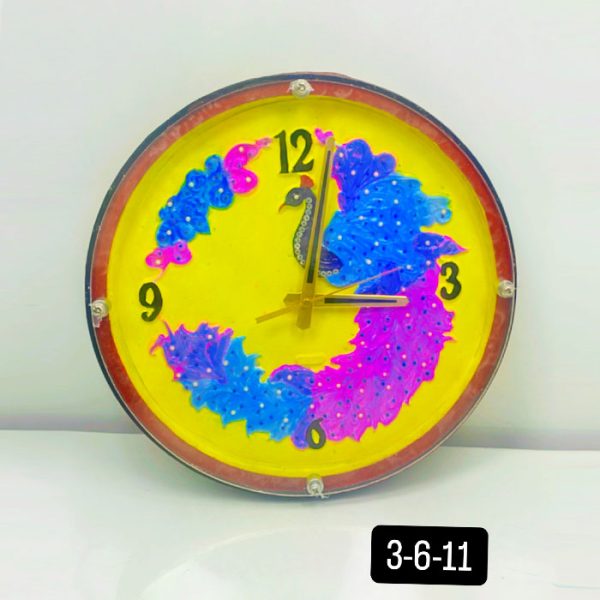 Peacock Wooden Wall Clock with Glass - Hand-Painted | Multiple Sizes | Design No. 3/6