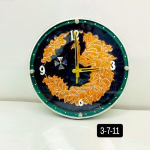 Peacock Wooden Wall Clock with Glass - Hand-Painted | Multiple Sizes | Design No. 4/5