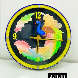 Peacock Wooden Wall Clock with Glass - Hand-Painted | Multiple Sizes | Design No. 5/2