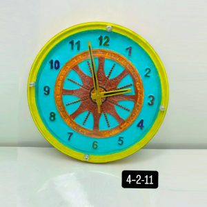Samay Chakra Wooden Wall Clock with Glass - Hand-Painted | Multiple Sizes | Design No. 4/10)