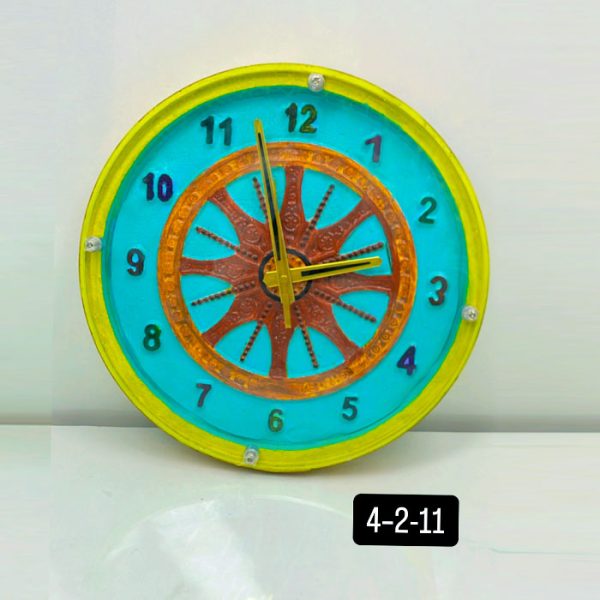 Samay Chakra Wooden Wall Clock with Glass - Hand-Painted | Multiple Sizes | Design No. 4/10)