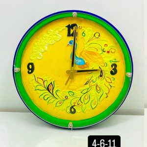 Peacock Wooden Wall Clock with Glass - Hand-Painted | Multiple Sizes | Design No. 4/6