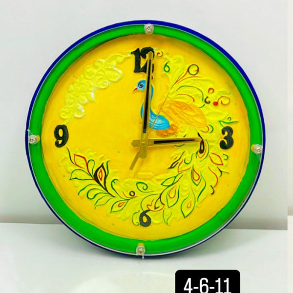 Peacock Wooden Wall Clock with Glass - Hand-Painted | Multiple Sizes | Design No. 4/6