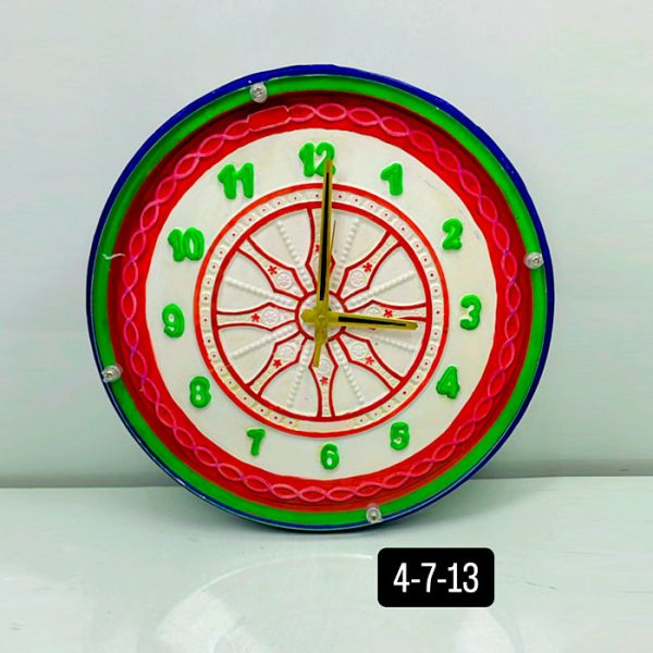 Samay Chakra Wooden Wall Clock with Glass - Hand-Painted | Multiple Sizes | Design No. 4/7