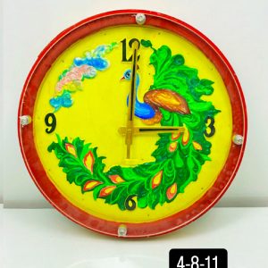 Peacock Wooden Wall Clock with Glass - Hand-Painted | Multiple Sizes | Design No. 4/8