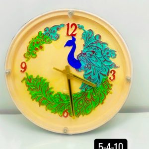 Peacock Wooden Wall Clock with Glass - Hand-Painted | Multiple Sizes | Design No. 5/4