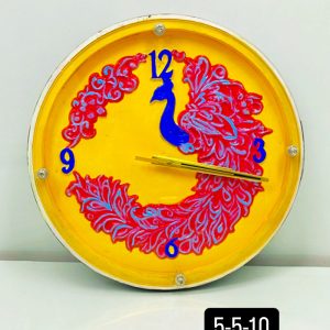 Peacock Wooden Wall Clock with Glass - Hand-Painted | Multiple Sizes | Design No. 5/5
