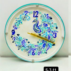 Peacock Wooden Wall Clock with Glass - Hand-Painted | Multiple Sizes | Design No. 6/1