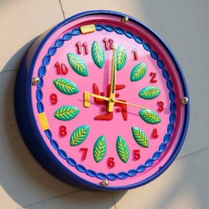 Swastik Wooden Wall Clock with Glass - Hand-Painted | Multiple Sizes | Design No. 6/2