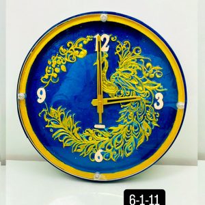 Peacock Wooden Wall Clock with Glass - Hand-Painted | Multiple Sizes | Design No. 5/3