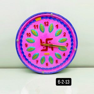 Swastik Wooden Wall Clock with Glass - Hand-Painted | Multiple Sizes | Design No. 6/2