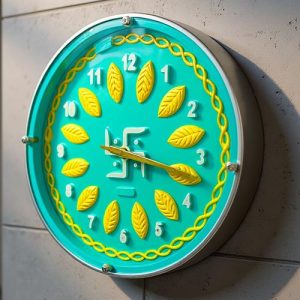 Swastik Wooden Wall Clock with Glass - Hand-Painted | Multiple Sizes | Design No. 5/3