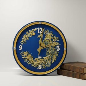 Peacock Wooden Wall Clock with Glass - Hand-Painted | Multiple Sizes | Design No. 6/1