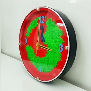 Peacock Wooden Wall Clock with Glass - Hand-Painted | Multiple Sizes | Design No. 5/6