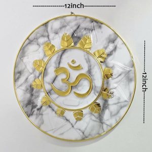 Elegant Marble & Gold Om Wall Art – Symbol of Peace and Divinity (12 inch)